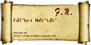 Fábri Máté névjegykártya