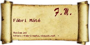 Fábri Máté névjegykártya